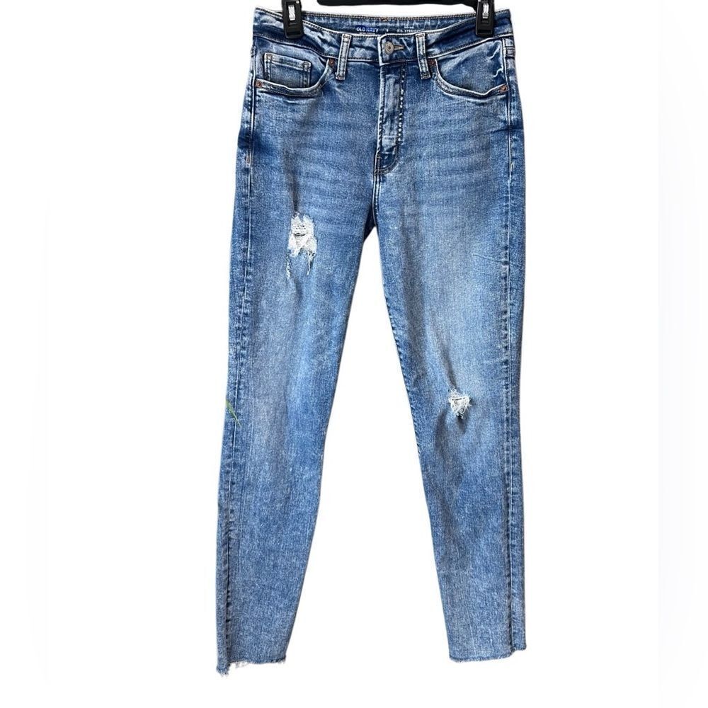 Old Navy high rise straight stone wash Blue Denim Jeans size 6 Tall